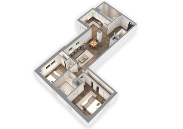 1137 SQFT 2 Bed 2 Bath Richards Floor Plan at Park Heights by the Lake Apartments, Chicago, IL