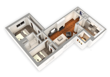 2  Bed   1  Bath   1,083 Sq. Ft. Bennett Floor Plan at Park Heights by the Lake Apartments, Illinois, 60649