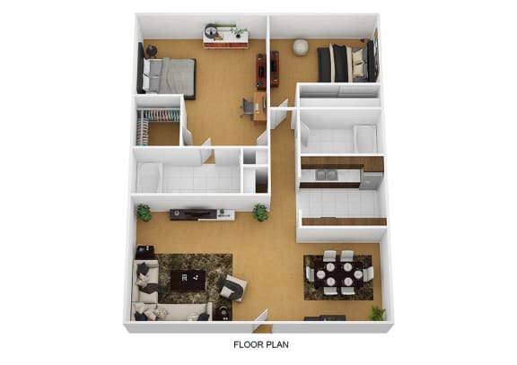2 Bedroom 2 Bathroom Floor Plan 2 Bedroom 2 Bathroom Floor Plan at Sherwood Forest Apartment Homes, Illinois