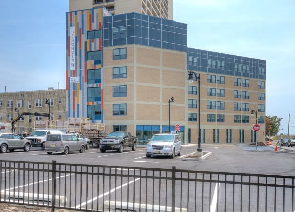 Exterior of building and parking lot