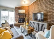 Thumbnail 14 of 32 - Living Room With Brick Design Interior