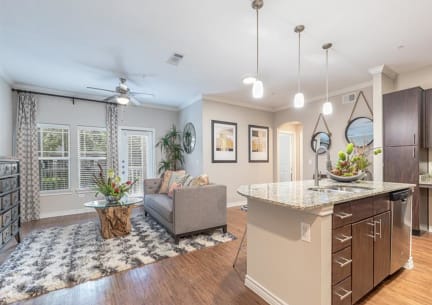 Bedroom With Ceiling Fan at Delray Apartments, Houston, Texas