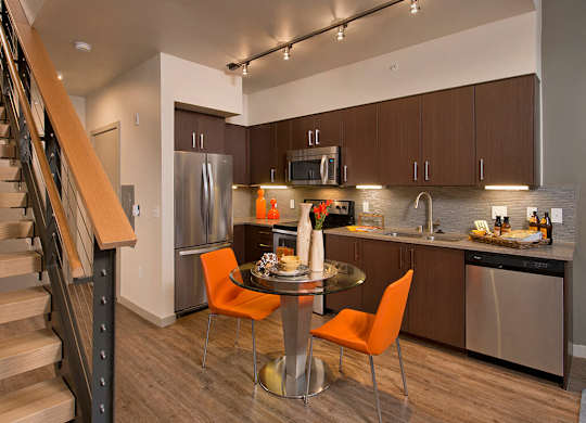 Kitchen with loft at Infinity Apartments in Seattle WA