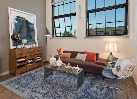 Loft living room at Infinity Apartments in Seattle WA