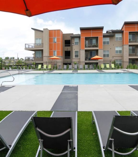 Swimming Pool With Lounge Chairs