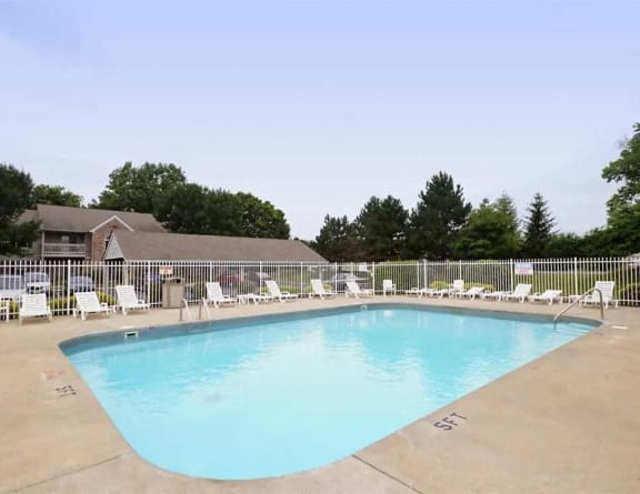 our resort style pool is next to the building of our apartments