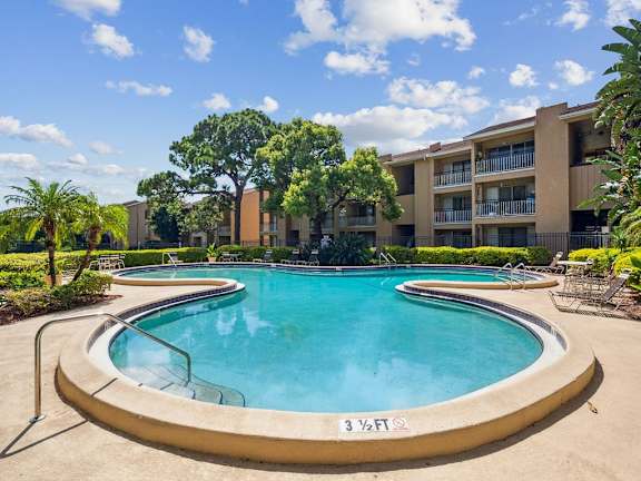 A swimming pool with a depth of 3 1/2 feet.