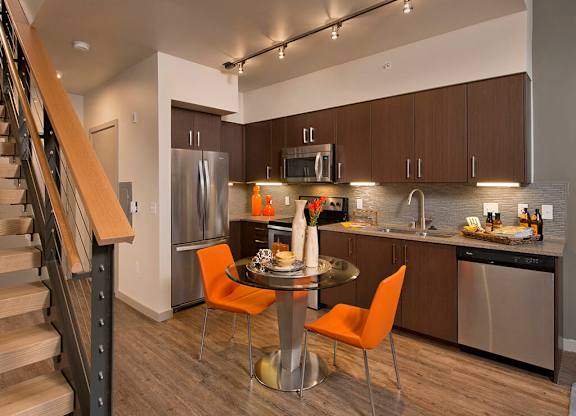 Kitchen with loft at Infinity Apartments in Seattle WA