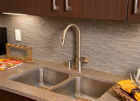 Kitchen double sink at Infinity Apartments in Seattle WA