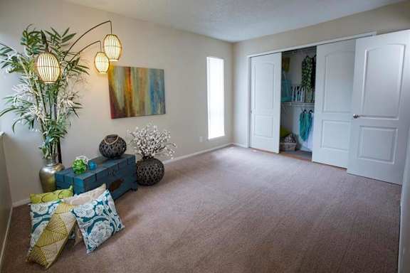 Model home bedroom and closet