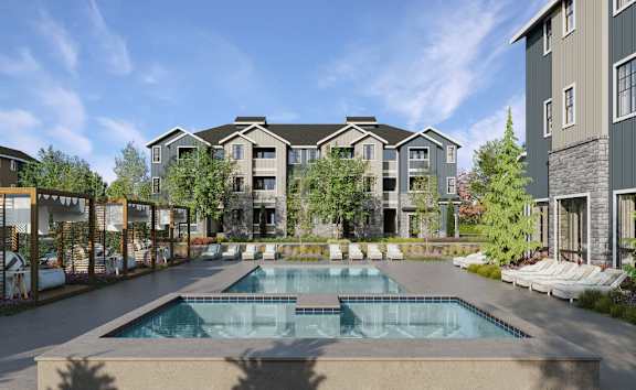 Outdoor Pool at The Foundry Apartments & Townhomes, Billings