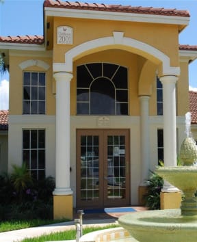a fountain in front of a building at Eagle Pointe, Pompano Beach, FL