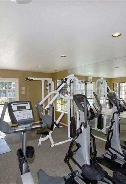 Reflective mirror in fitness room, Cypress Landing, Salinas, California, 93907