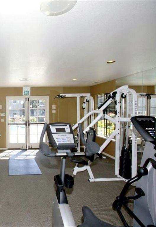 Stationary bikes in fitness room, Cypress Landing, CA