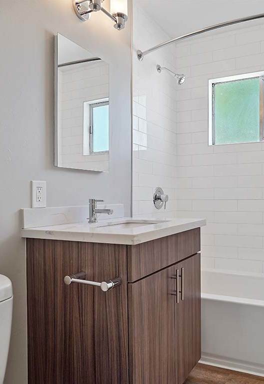 Upgraded bathrooms at Colonial Garden Apartments, San Mateo, 94401