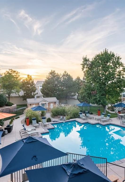 Aerial View Of Pool at The Bluffs at Highlands Ranch, Highlands Ranch