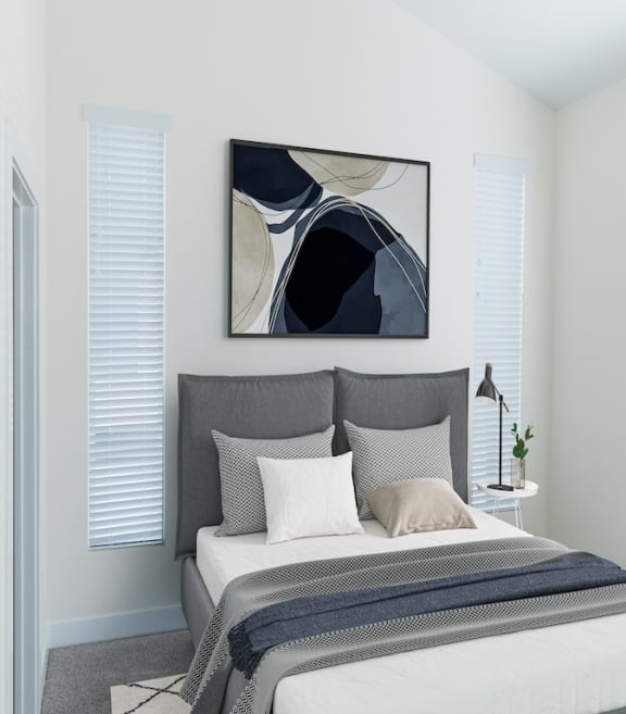 Comfy Bedroom in Carriage Unit at The Arza Apartments in American Fork, UT