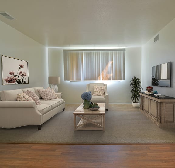 Modern Living Room at Huntington Place Apartments, Michigan, 48732