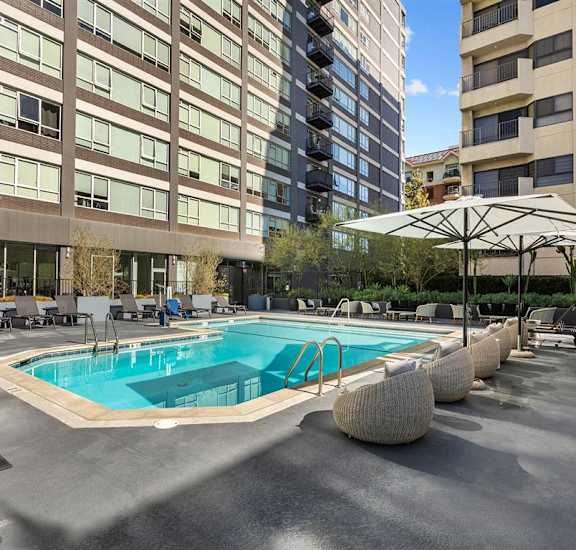 Pool With Lounge Chairs at The View, Los Angeles, 90005
