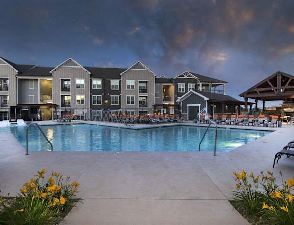 Twilight Pool at Watermark at Harvest Junction, Longmont, CO