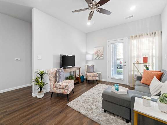 Bright Living room with Television at Highview Pointe, Louisville, KY