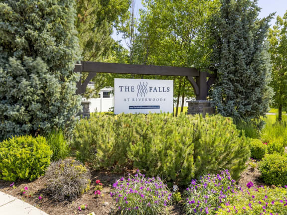 Welcoming Entry Signage at Falls at Riverwoods in Logan, Utah