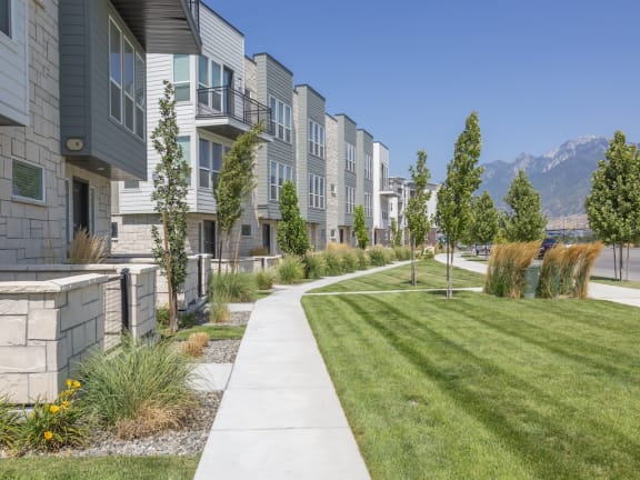 Green Walkway through The Austin Townhomes