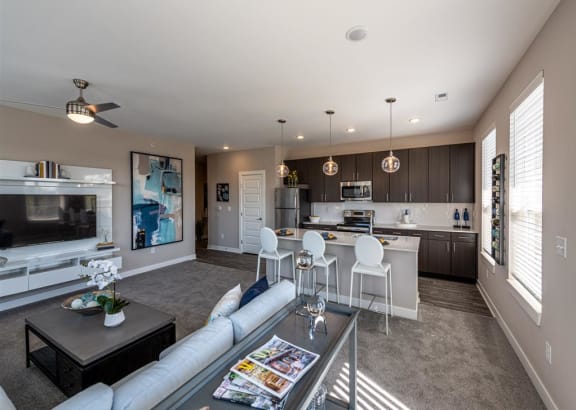 Living Room With Kitchen at One Deerfield, Mason