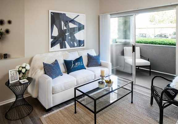 Modern Living Room at at Eagle Glen Apartments, California