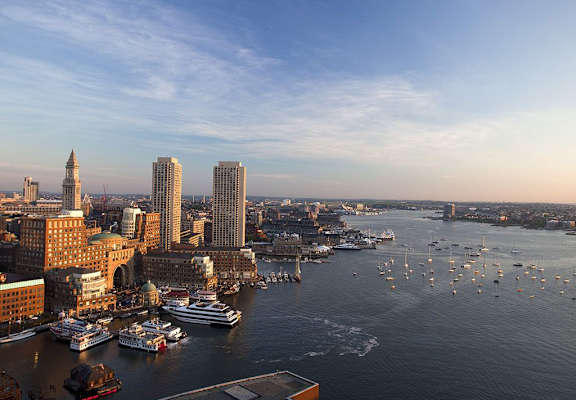 Boston skyline aerial view 