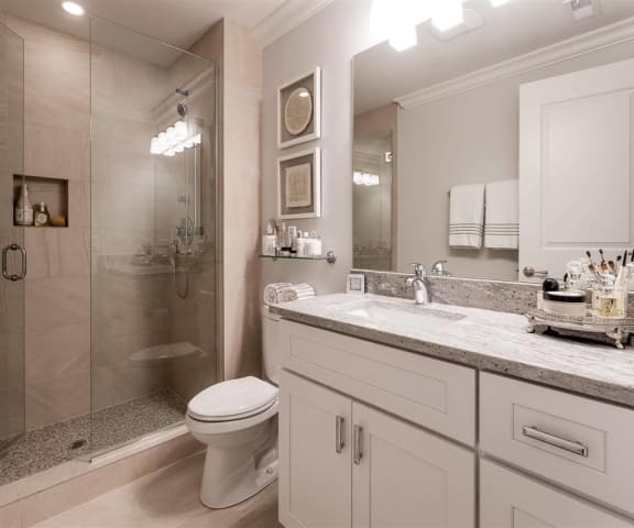 Bathroom with vanity at Wells Place Apartments, Chicago, Illinois