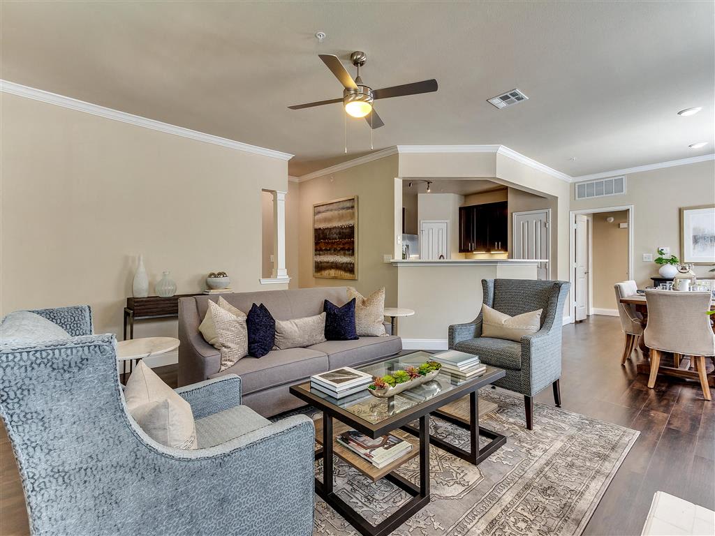 The Caruth Premier Townhome Apartments living area - Dallas, TX
