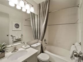 interior view of bathroom at apartment in englewood co