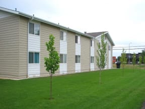 Lawn behind building