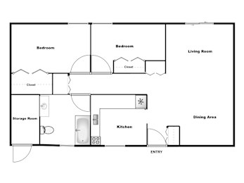 Christie Pointe 2 Bedroom 1 Bath Floor Plan