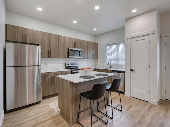 Kitchen with Island at The Amber 2