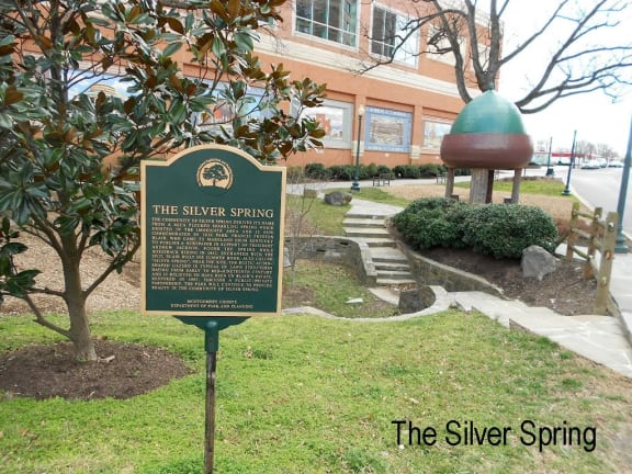 a sign in front of a building that says the silver spring