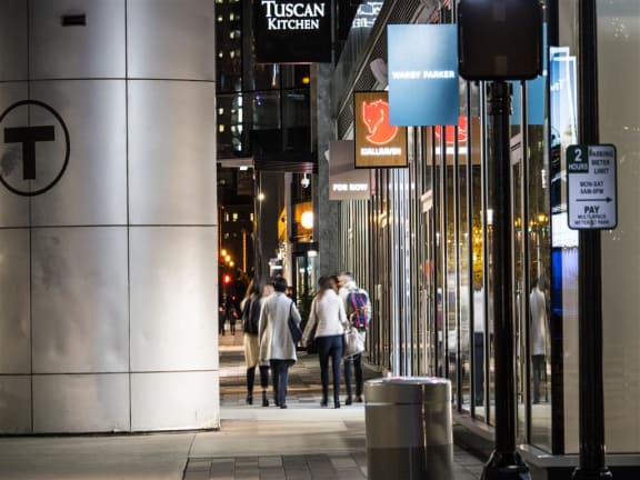 Street View at Night at Via Seaport Residences in MA 02210