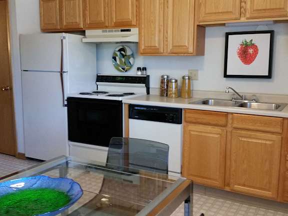 Fully Equipped Kitchen at Scotsdale Apartments, Iowa, 52241