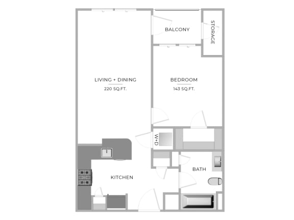 Floor Plan  1 Bedroom Floor Plan at Merion Riverwalk Apartment Homes, Shelton, CT, 06484