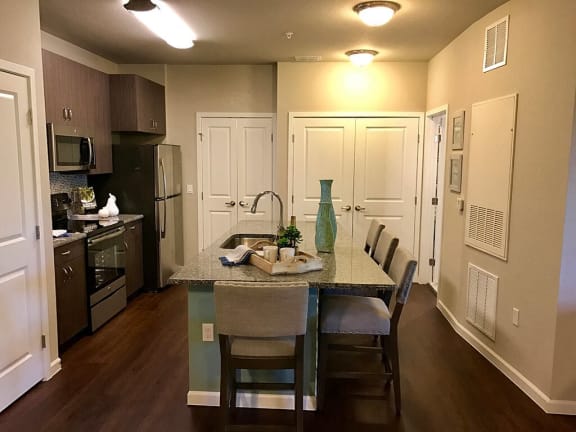kitchen with granite island