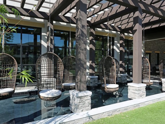 Zen water garden seating