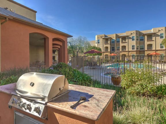BBQ with view of pool at VINTAGE AT BOUQUET CANYON, California