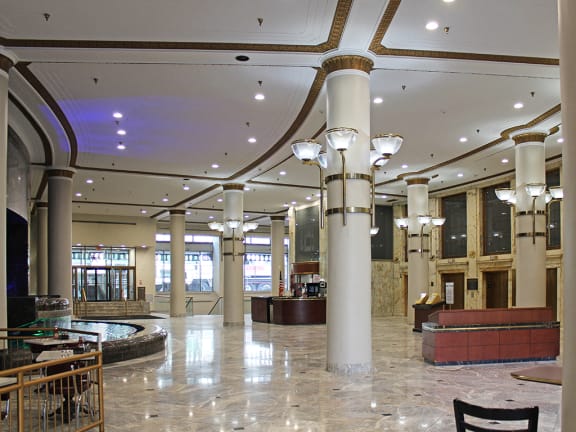 Expansive restored lobby at Residences at Halle, Ohio, 44113