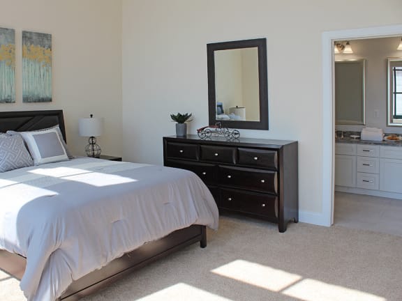 Carpeted bedrooms at Residences at Halle, Cleveland, Ohio