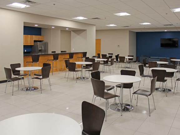 kitchen, restrooms, and smaller conference room - available for residents by reservation at Residences at Halle, Cleveland, OH