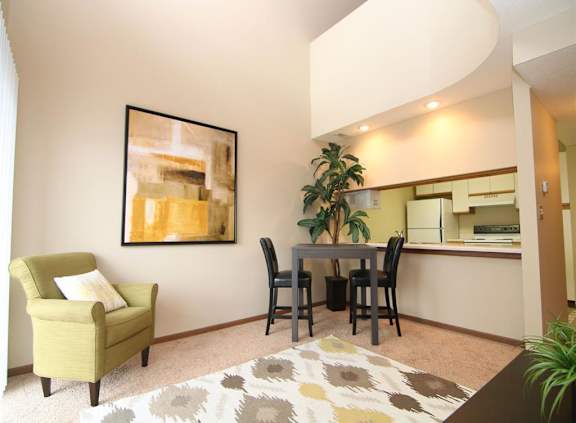 dining space at Pine Lake Heights Apartments in Lincoln Nebraska