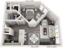 1 Bed 1 Bath Floor Plan | 560 Sq. Ft. at The Citizen at Shirlington Village, Arlington, Virginia