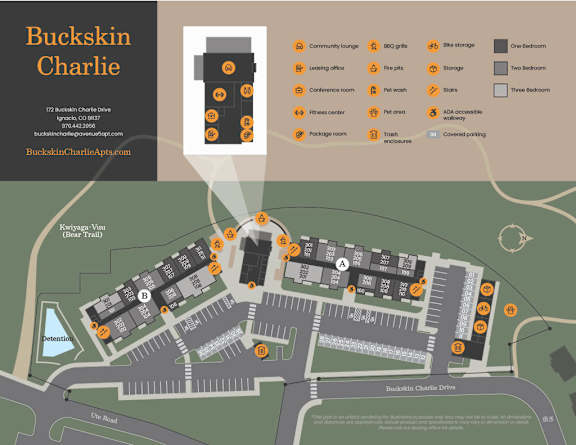 A map shows the layout of Buckskin Charlie, including a key explaining the symbols used for different rooms and amenities.