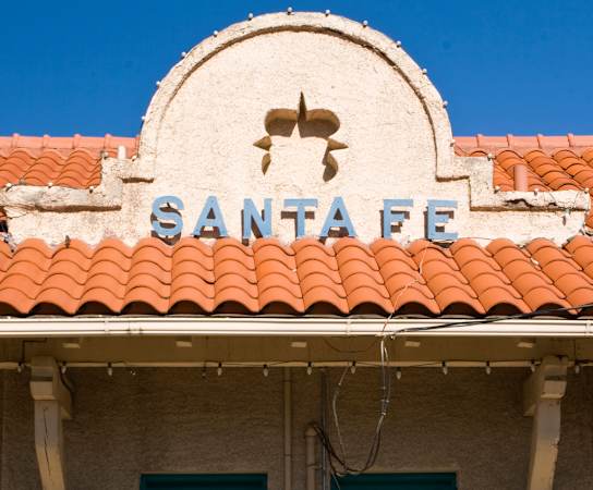 a building with a santa fe logo on it at Vizcaya, New Mexico, 87505